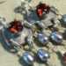 Garnet & Silver Grey Pearl Chandelier Earrings