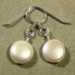 White Coin Pearl Wire Wrap Earrings