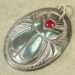 Fine Silver & Lab Ruby Scarab Pendant