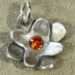 Curved Layered Flower Charm w/ Hessonite Garnet CZ