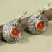 Round Fine Silver Earrings w/ Carnelian Cabochan