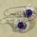 Round Fine Silver Earrings w/ Amethyst Cabochan